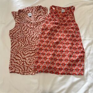 CAbi Vibrant Red and White Blouses